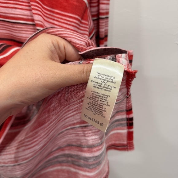 Anthropologie Pilcro Boxy Heritage Pullover Blouse Top Red Stripe Large Cotton - Picture 6 of 7